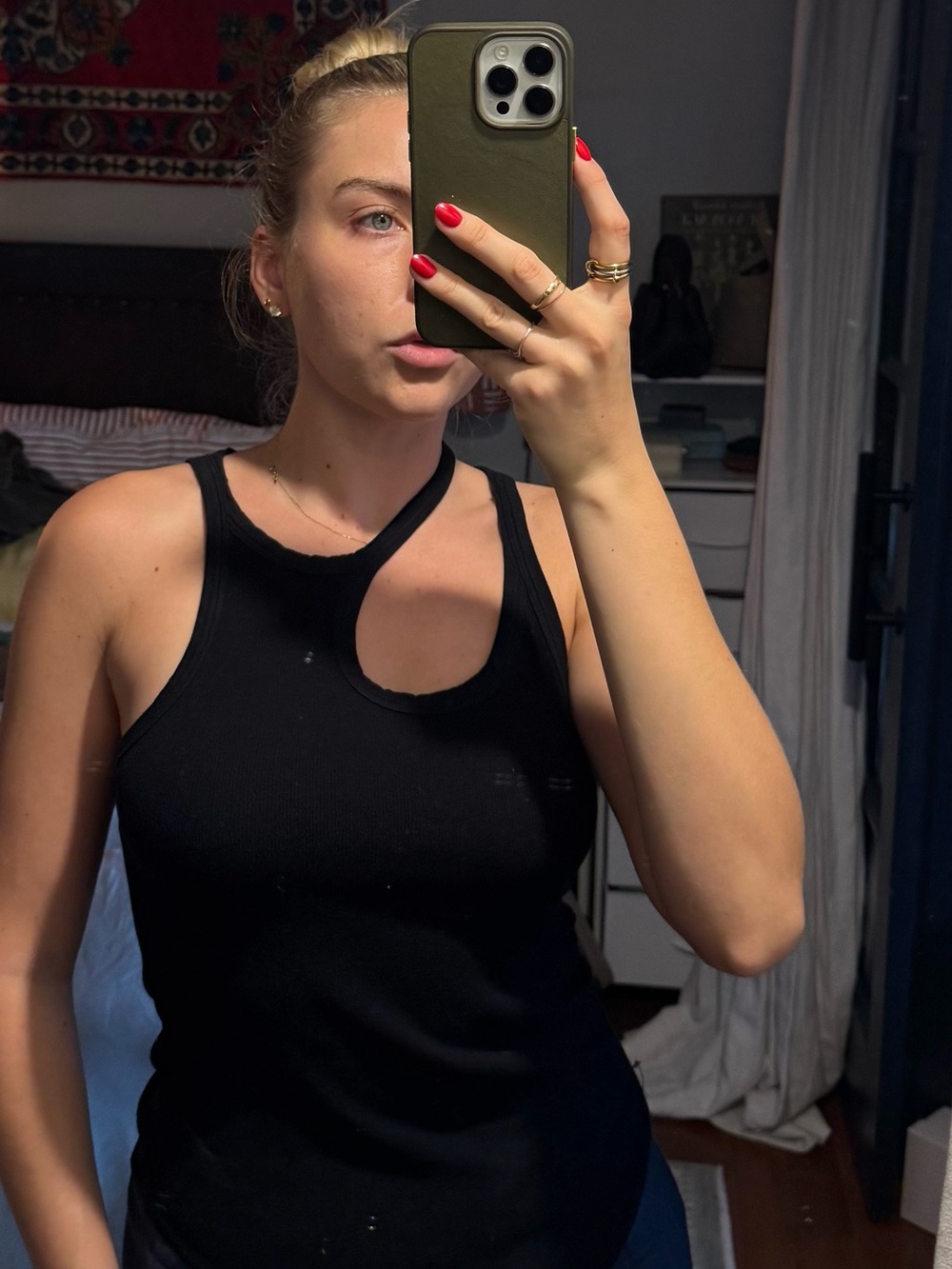 bassike Black Asymmetric Cutout Tank